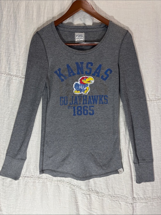 PINK Victoria's Secret Other - PINK Victoria's Secret Kansas Jayhawks Thermal Long Sleeve Shirt Size L